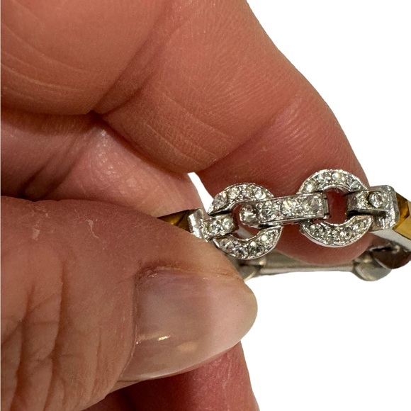 Vintage link bracelet with pave rhinestones and citrine glass beads. EUC - Picture 2 of 5